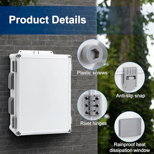 Image of Namunanee Outdoor Electrical Junction Box, ABS Water Resistant Enclosure with Internal Mounting Panel & Hinged Cover (15 inch H x 11 inch L x 6 inch W)