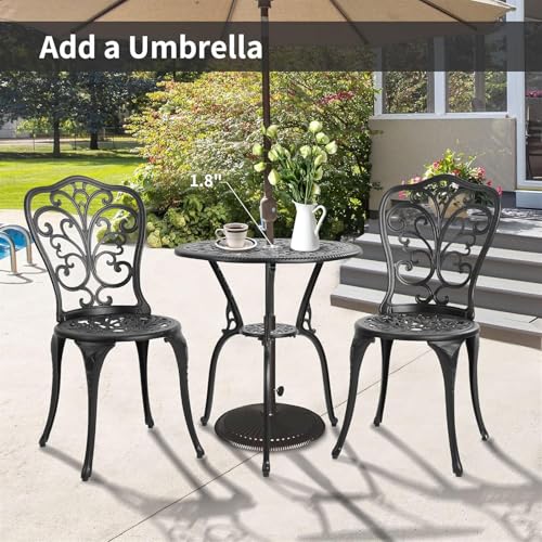 Cast Aluminum Outdoor Bistro Set - Bistro Table And Chairs Set of 2 Weather-Resistant Outdoor Bistro Set for Garden, Porch, And Patio - Afbeelding 5