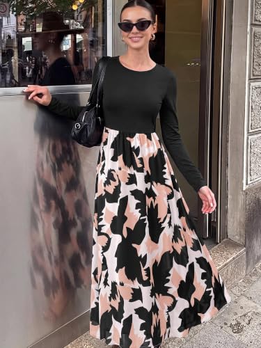 KIRUNDO Women's Long Sleeve Boho Floral Flowy Fall Maxi Dress - image 2
