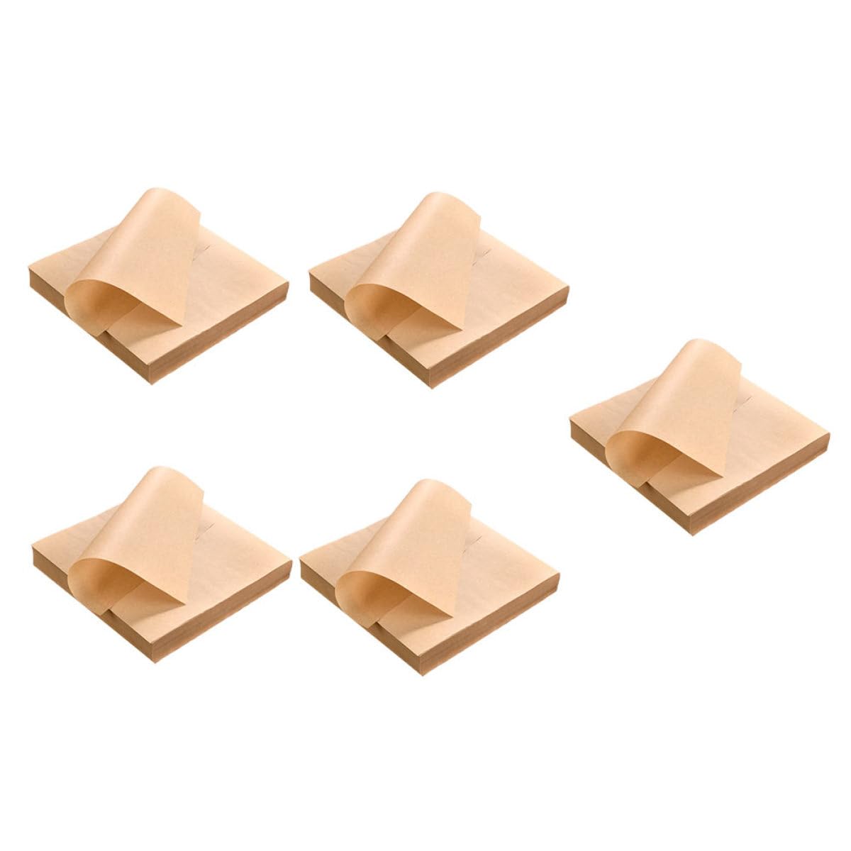 Papel Absorbente de Aceite para Freír 20x20 Cm, Papel para Hornear Resistente al Calor, Color Marrón Natural, 500 Hojas para Snacks y Catering, Tapete para Refrigerios y Frituras