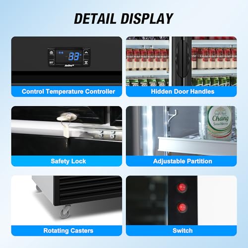 Commercial Beverage Refrigerator, 75" W 60 Cu. Ft. Commercial Drink Fridge, Display Refrigerator with 3 Glass Door, Commercial Display Fridge with 12 Adjustable Shelves, for Shop, Restaurant, Bar on Fridge.com