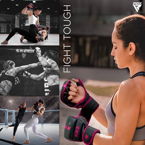 image for RDX MMA Gloves Sparring Grappling, Hybrid Open Palm Martial Arts Mitts