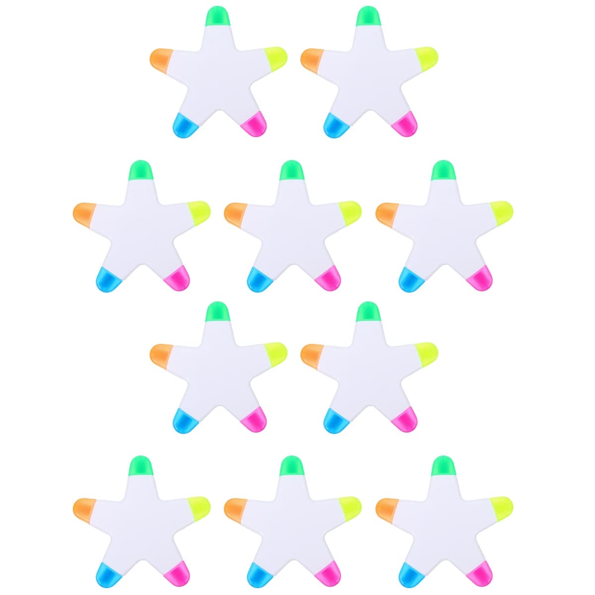 Cabilock 10pcs Star Coloured Highlighter Pen, Colorful Fluorescent Pens with 5 Colors, Marker Watercolor Highlighters Pen for Planner Note Taking yellow highlighters