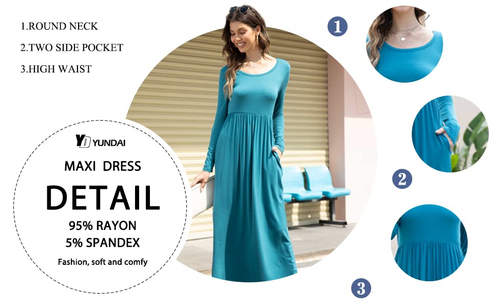 DEARCASE Robe Longue Femme Ete Ample DéContractéE Robe à Manches Courtes/Longue Fleurie Robes de Plage avec Poches – Image 6