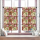 2pcs Scheibengardinen Küche Bistrogardine 2er Set Weihnachtsgardinen Küchengardinen modern Weihnachtsbaum Küchenvorhang, Weihnachts Gardinen Wohnzimmer Scheibengardine Schlafzimmer Rot (F,160CM*150CM)