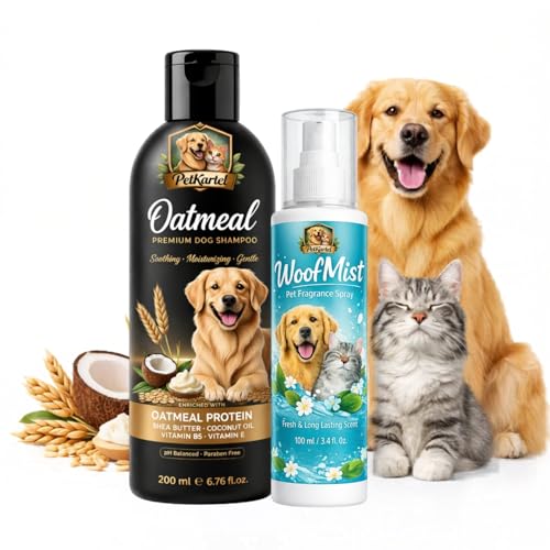 Image of Tick & Flea Dog Shampoo 200ml + WoofMist Pet Perfume Spray 100ml Combo | Anti Tick Cleansing Shampoo with Tea Tree Lemon Aloe & Long Lasting Fresh Fragrance Spray | Dog & Cat Grooming Kit