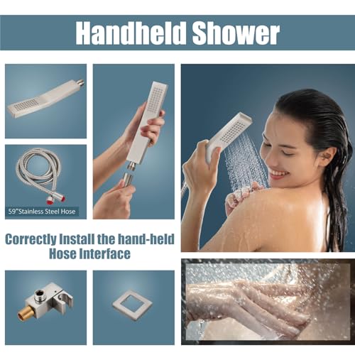 Pomme de douche murale brossée 8" avec mitigeur de douche et de bain - 6