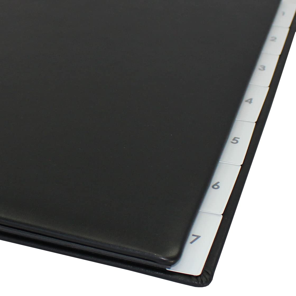 Classificatore in pelle bovina pieno liscio con registro 1 – 7 in Nero