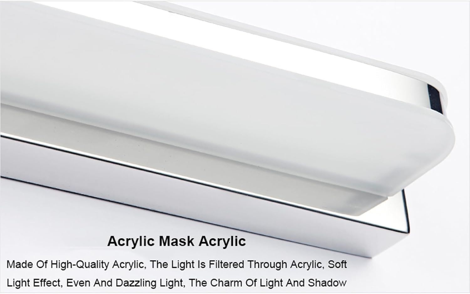 Aplique de baño LED sobre Espejo, Moderno, Frontal Rectangular, Barra de iluminación de Acero Inoxidable, IP44, Regulable, Aplique de Pared para Maquillaje, Negro, 62 cm