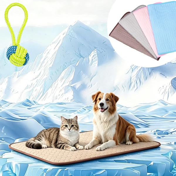 fjaldjfu 2026 New Dog Cooling Mat,Pet Cooling Mat, Indoor Outdoor Dog Cooling Ice-Silk Pad, Large, Pet Breathable Summer Washable Beddings For Sofa Floor Kennel (#04,M 62 * 50cm)