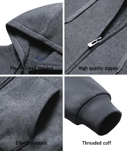 Image of SCODI Hoodies for Men Heavyweight Fleece Sweatshirt - Full Zip Up Thick Sherpa Lined Hooded Sweatshirts