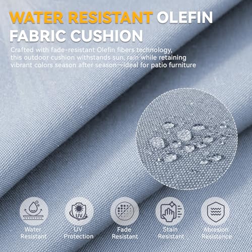 Image of Luxury 6-Inch Outdoor Chair Cushions - 24 inch* 24 inch Patio Furniture Cushions with Dual Layer Back Support & Removable Cover, 28D High Density Sponge Patio Cushion for Outdoor Furniture Couch Baby Blue