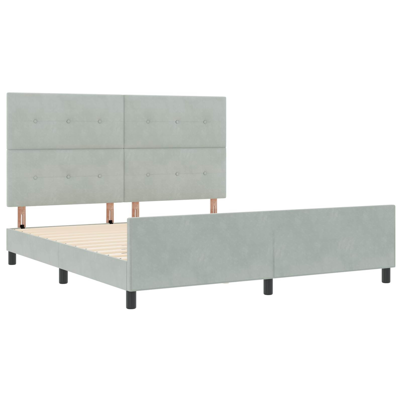 Bettgestell Hellgrau 180x200 cm, Modernes Samt upholstered Doppelbett, bedframe mit headboard und Platform für Bedroom