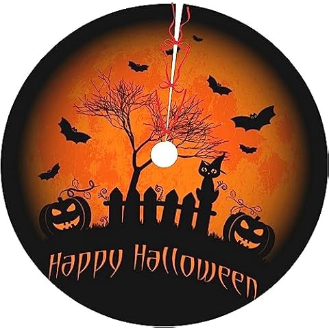 BBKD Halloween Tree Skirt Christmas Holiday Party Indoor and Outdoor Decorations Holiday Ornaments Wedding Doormat Carpet Cover