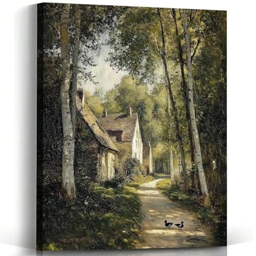 Peinture de campagne affiche murale vintage paysage deco cuisine sur toile