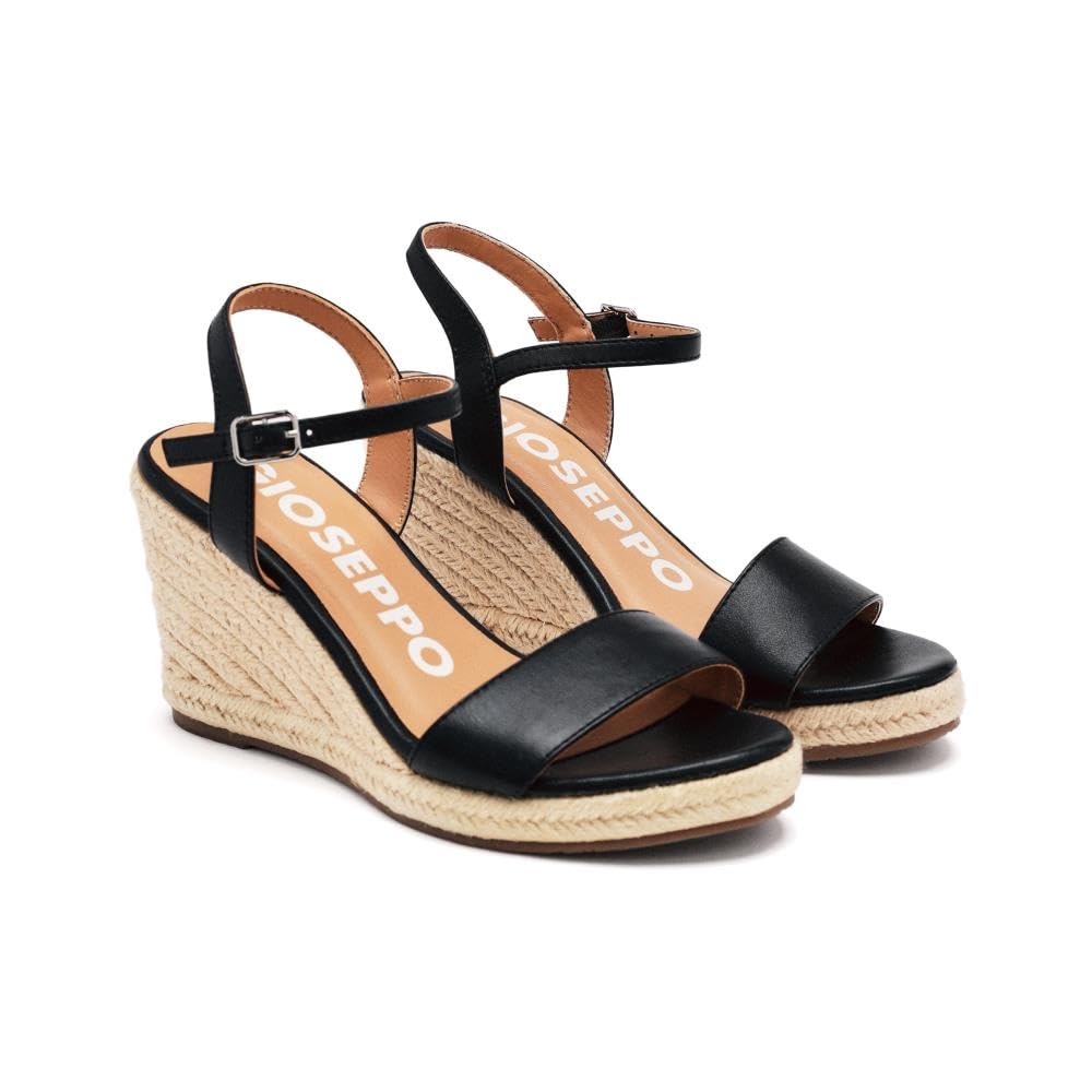 GIOSEPPO ZHEPE, Women's Espadrilles Wedge Sandals, Black, 37 EU, Black/White, 5 UK