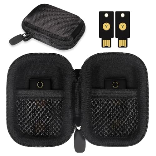 CaseSack Security Key Case compatible with Yubico YubiKey 5Ci NFC, 5Ci, NFC, 5 Nano, OnlyKey FIDO2, FIDO, U2F, Thetis, dual mesh pocket for more security keys (Black)