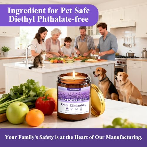 Image of Lavender Odor Eliminating Candles | Eliminates 95% of Pet, Smoke, Food, and Other Smells - 7oz Soy Candle for Home Scented - Aromatherapy Stress Relief Scented Candles - Relaxing Gifts for Calm