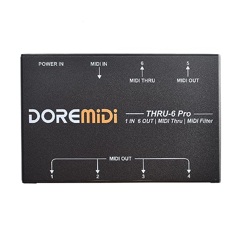 DOREMiDi MIDI THRU-6 Pro Box MIDI Splitter + Filter Be Used To Convert 1 MIDI Input Into 6 MIDI Outputs + USB MIDI Output (THRU-6 Pro)