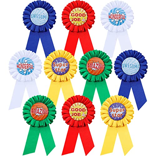 Crowye Inspirational Award Rosette Ribbon Motivational Participation Prize Ribbon Satin Victory Honourable Recognition Badge Ribbons for Kids Student Winner Competition Classroom School(20 Pcs)