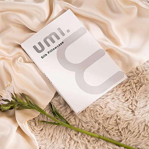 Amazon Brand - Umi 100% Mulberry Silk Pillowcase for Hair and Skin with Envelope Closure, Both Sides 19 Momme Silk, 1pc Standard 50x75 cm, Champagne