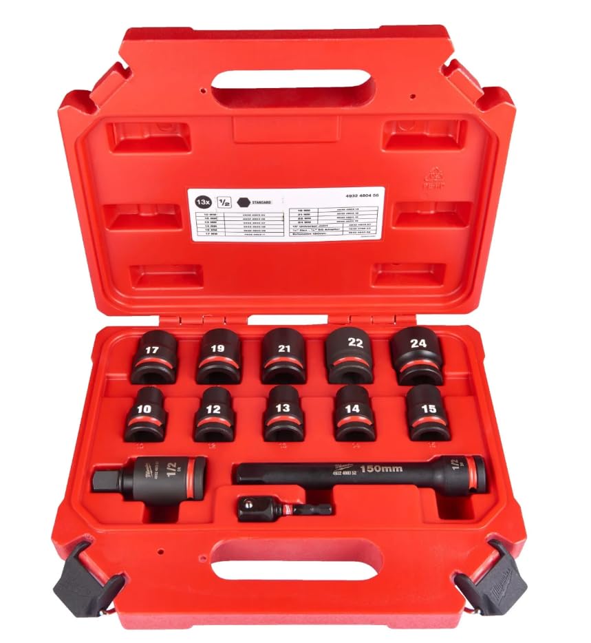 Milwaukee Shockwave 1/2 Impact Socket Set 13 Piece