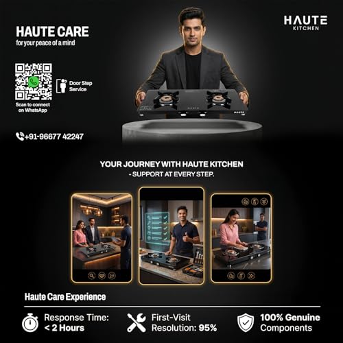 Image of Haute Essencia Series All Black 4 Burner Gas Stove | Manual Ignition | 7mm Toughened Glass | ABS Unbreakable Knobs | Doorstep Service | 7-Year Glass & 2-Year Manufacturing Warranty