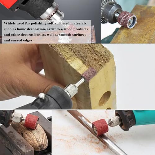 Image of Tnisesm 210Pcs Aluminum Oxide Sanding Drum Set,Including 198 Pieces 80 120 240Grit Drum Sander Sanding Sleeves and 12 Pieces Drum Mandrels for Dremel Rotary Tool,Sanding Drums with Box