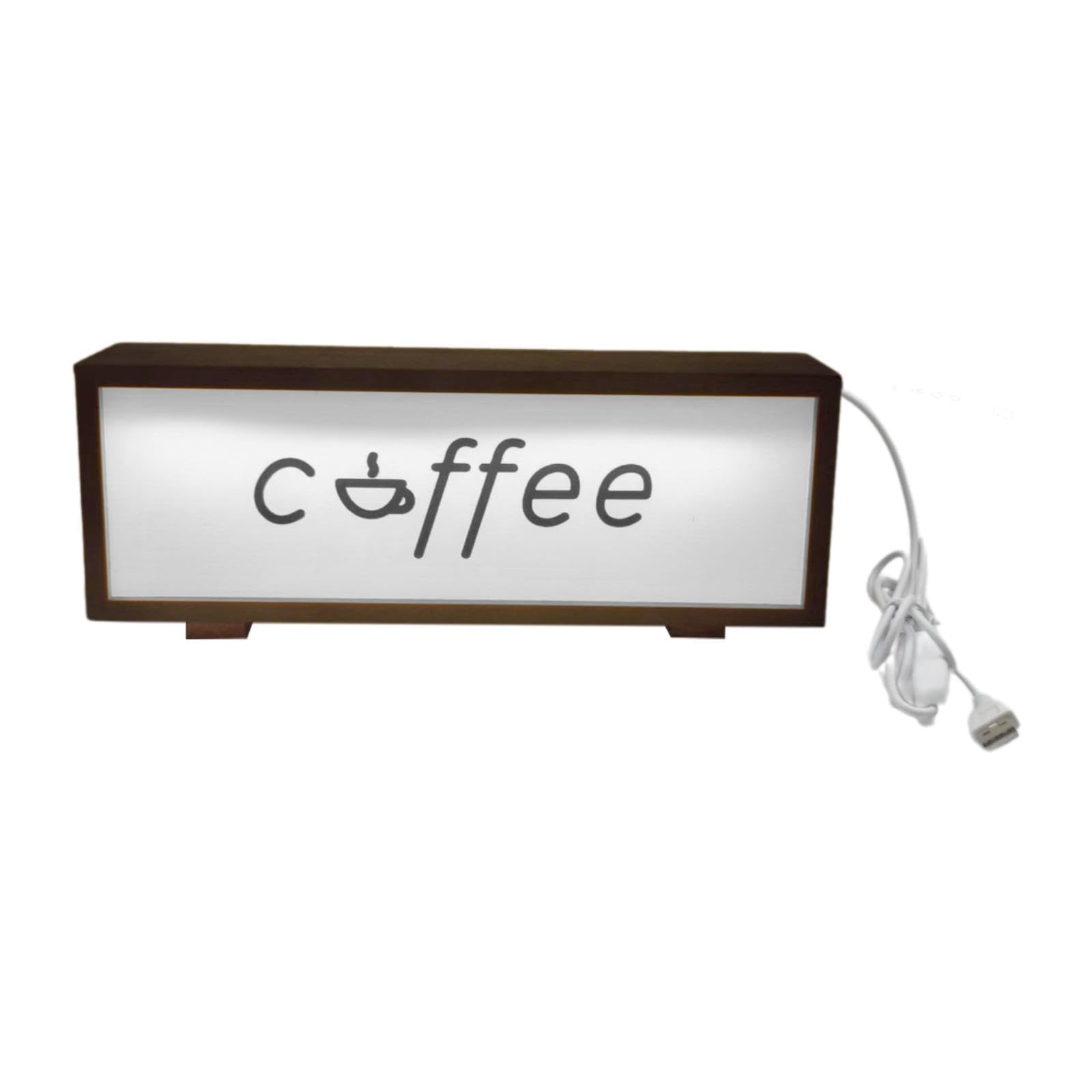 Coffee Sign Frame with Light Table Lamp for Cafe Nightstand Bedroom Brown-image-19