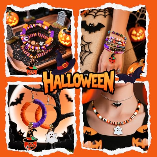 Image of Redtwo 3000 Pcs Halloween Clay Beads for Bracelet Making Kit, Halloween Decorations Charms Jewelry Making, DIY Crafts for Gifts Party Favors