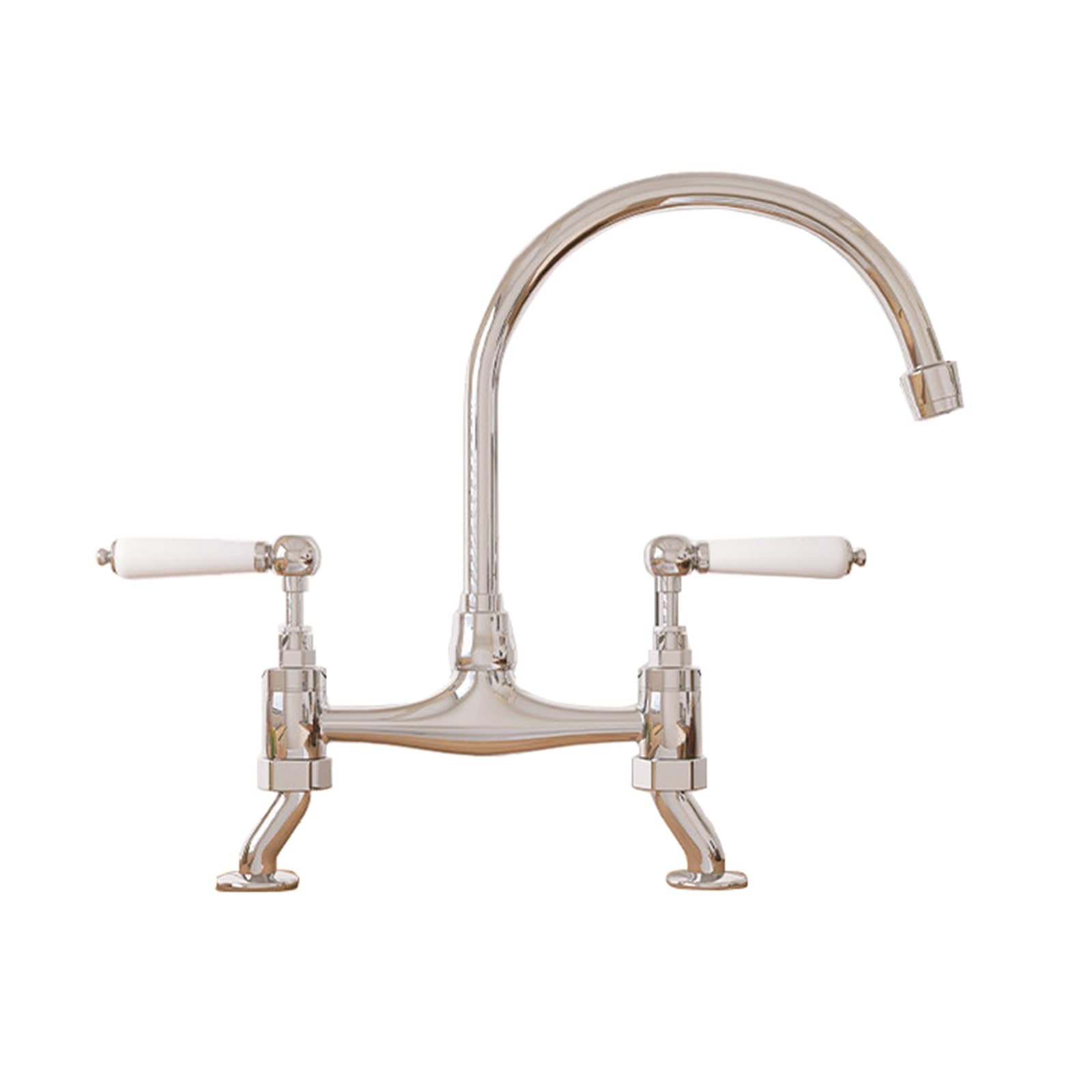 Robinet retro cuisine 2 trous avec bec pivotant a 360 et mitigeur evier laiton chrome a pont