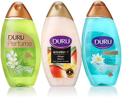 Duru 3 Piece Shower Gel Variety Pack, Mango Ice Cream/Bamboo/Lotus
