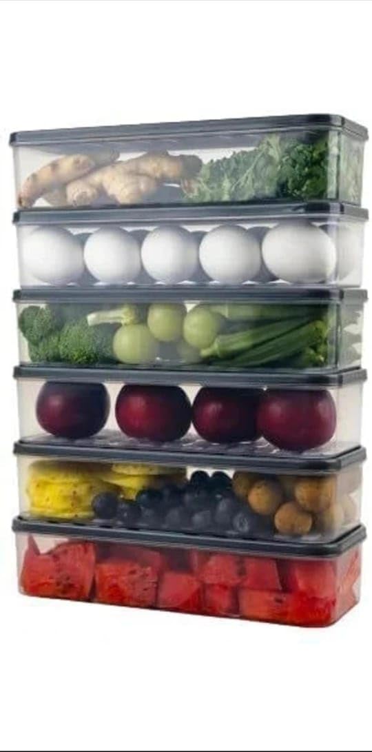 NITSR Airtight Plastic Storage Containers Set for Kitchen, Fridge Organizer Boxes with Lids, Leak-Proof Space-Saving, 1200 ML, Pack of 6