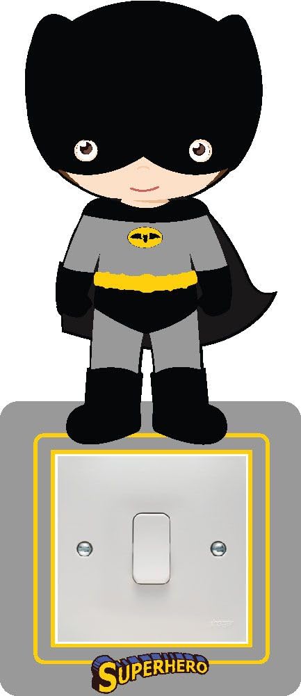 Childrens Superhero Light Switch Surround Art Vinyl Wall Stickers Childrens Bedroom