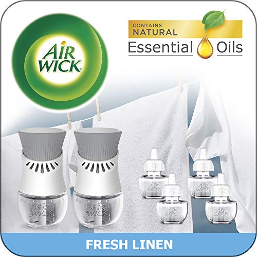 Air Wick Plug in Scented Oil Starter Kit, 2 Warmers + 6 Refills, Fresh Linen, Same Familiar Smell of - //coolthings.us