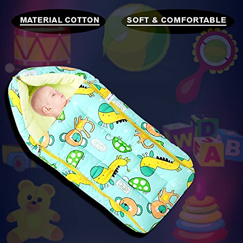 Image of MOM & Son Baby Bedding Set Mattress with Net & Baby Sleeping Bag (0-3 Months) (Green)