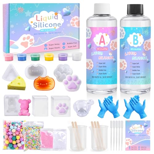 Taba Squishy Kit,Kit de Fabricación Squishy Gel,500 g,Goma de Silicona Supersuave para Taba Squishy,a Partir de 1:1,Kit de Fabricación de Silicona Líquida,Regalo de Descompresión