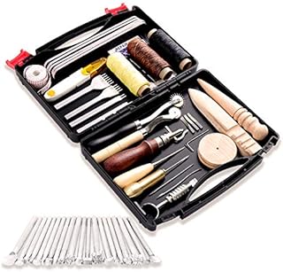 50 Pieces Leathercraft Working Tools Kit, Leather Working Tools and Supplies with Leather