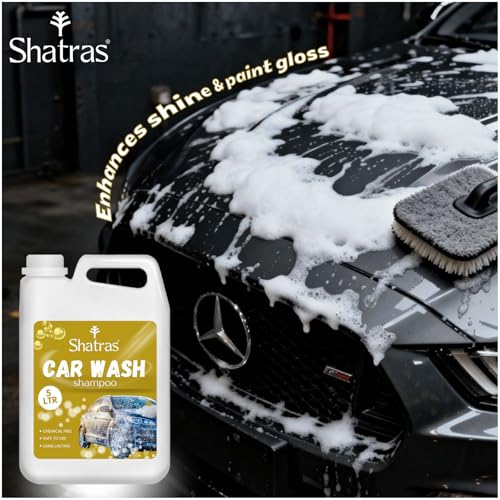 Image of Shatras Car Wash Shampoo - High Foam Car Cleaning Liquid | pH Neutral Formula | Scratch-Free Wash | Deep Cleaning & Extra Shine | Suitable for All Vehicles - 5L (YELLOW)