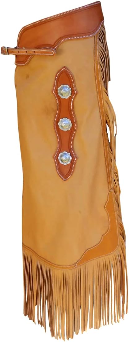 Custom Made Leather Fashion Chinks with Hand Tooled Yoke Set for Men Women Kids Small Medium Large LC-043A