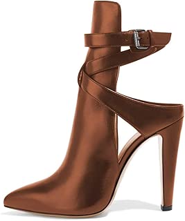 FSJ Women Pointed Toe Chunky High Heels Strappy Dress Bootie Pumps Ankle Wrap Slingback Sandals Shoes Size 4-15 US - coolthings.us