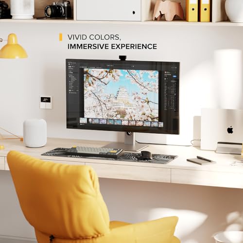Image of ALOGIC Clarity Pro 27 inch 4K UHD Monitor with Webcam, USB-C Docking Monitor with 65W Power Delivery, IPS Display, HDMI, USB Hub, 27 Inch Professional Computer Monitor for MacBook, Windows & macOS | 27 4K Ahva Ips, 8MP Retractable Webcam, 65W USB-C Pd, Hdmi2.1, Dp1.4, USB Hub, Stereo Speakers