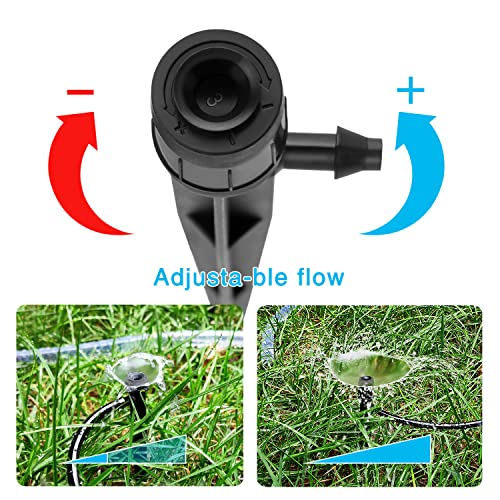 50 Stücke 360 Grad Einstellbare Bewässerung Sprinkler, VooGenzek Garten Bewässerung Tropfer mit Barb Verbinder & Micro Drip Rohrhalter for 4/7mm Schlauch, für Gewächshaus, Topfpflanzen, Schwarz