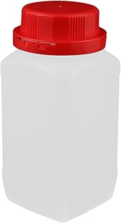Aexit 2Pcs 650ml Flasks Plastic Red Cap Square Wide Mouth Chemical Sample Cell Culture Flasks Reagent Bottle