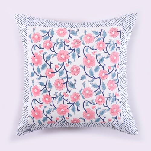 Image of Ravaiyaa - Attitude is everything Cotton Hand Block Printed Soft Cushion Cover Pillow Case 16 inch Square Cushion Sham Set of 2 Piece