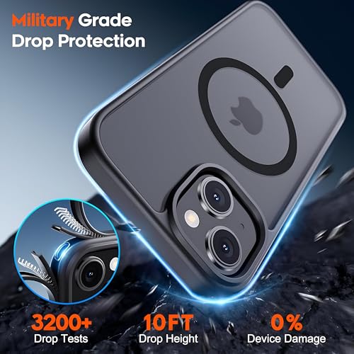Image of Case for iPhone 15 | Strong Magnetic Translucent Matte Hard Back | Camera Protection | MagSafe Compatible (TPU + Polycarbonate, Frost Black)