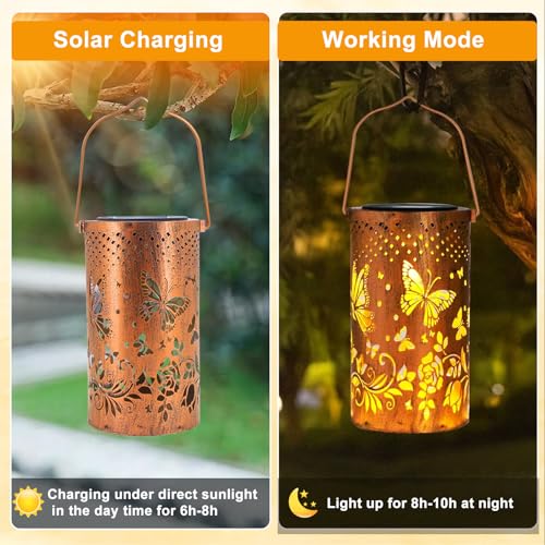 Image of BSGlobal Butterfly Solar Lanterns Outdoor Waterproof Hanging Lights