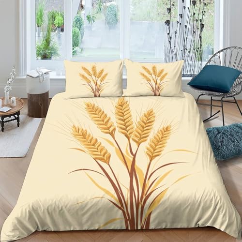 Housse de couette lavable en machine imprimé blé 3D microfibre抗 ride 220x240 - 4