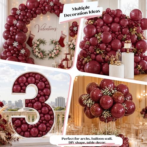 Image of Togvu Burgundy Balloons, 50Pack 5 Inch Small Mini Dark Wine Red Maroon Latex Party Balloons for Graduation Bachelorette Valentine's Day Birthday Party Decorations