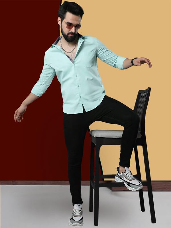 Image of PinkMint Combo of Men Casual Cotton Full Sleeves Formal Regular Slim Fit Plain Office Shirts